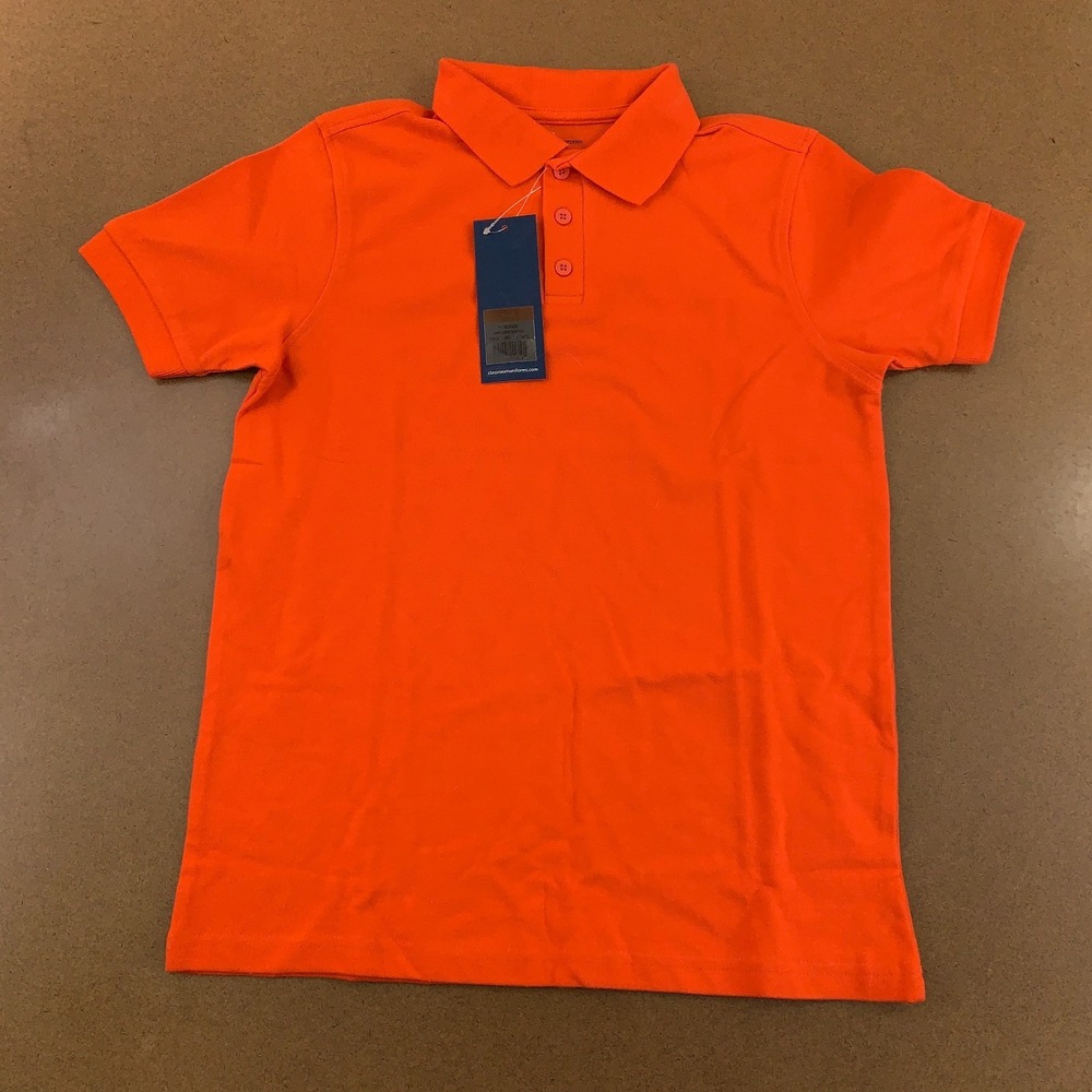 Classroom Youth Size Large (14-16) Orange Short Sleeve Pique Polo Shirt NWT